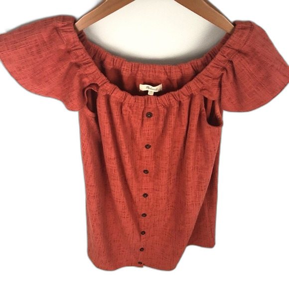 Madewell Texture & Thread Off-The-Shoulder Dress Size Medium - Picture 7 of 16